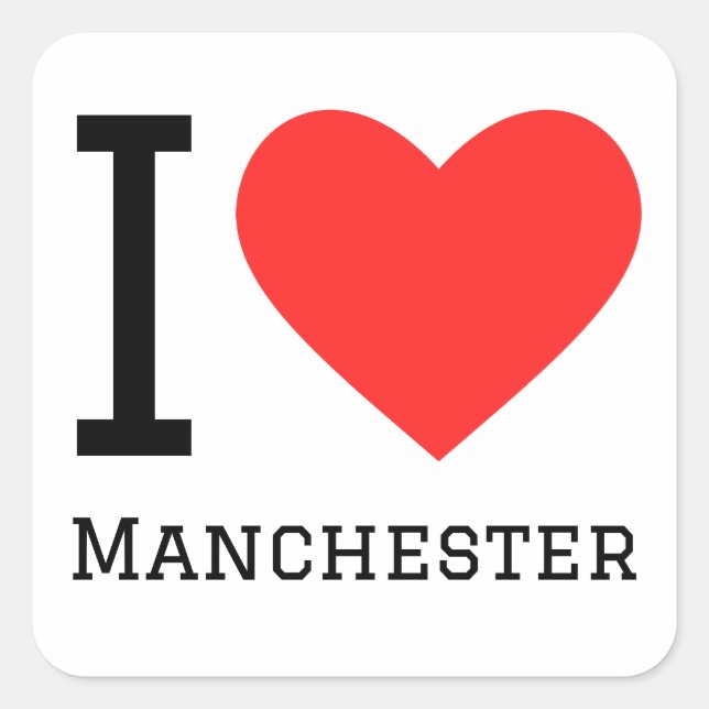 Adesivo Quadrado Eu amo manchester (Frente)