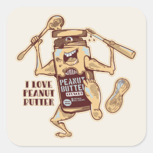 ADESIVO QUADRADO EU AMO MANTEIGA DE PEANUA