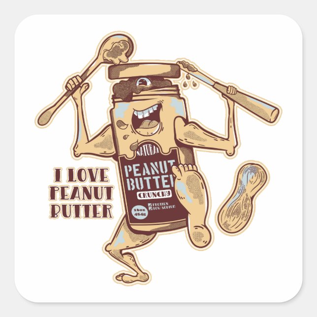 ADESIVO QUADRADO EU AMO MANTEIGA DE PEANUA (Frente)