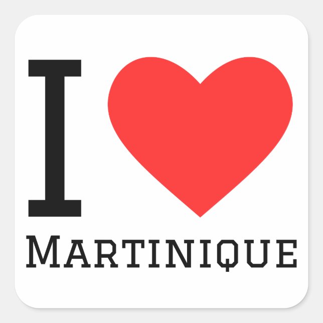 Adesivo Quadrado Eu amo Martinique (Frente)