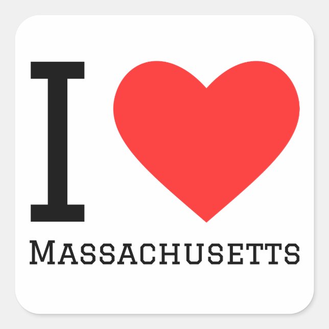 Adesivo Quadrado Eu amo Massachusetts (Frente)