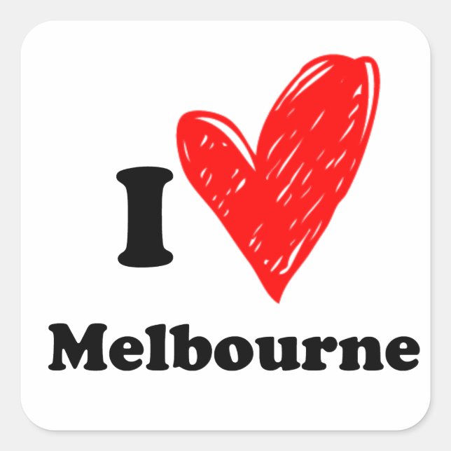 Adesivo Quadrado Eu amo Melbourne (Frente)