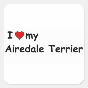 Adesivo Quadrado Eu Amo Meu Airedale Terrier