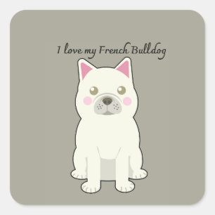 Adesivo Quadrado Eu amo meu Bulldog Francês