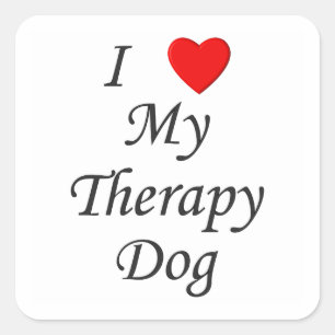 Adesivo Quadrado Eu amo meu cão da terapia