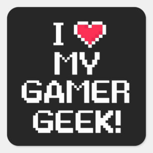 Adesivo Quadrado Eu amo meu geek do Gamer