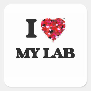 Adesivo Quadrado Eu amo meu laboratório