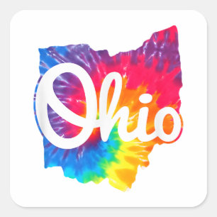 Adesivo Quadrado Eu Amo Meu Lar Ohio Script Tie Dye Ohio