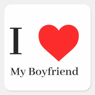 Adesivo Quadrado Eu amo meu Namorado e meu Coração Vermelho