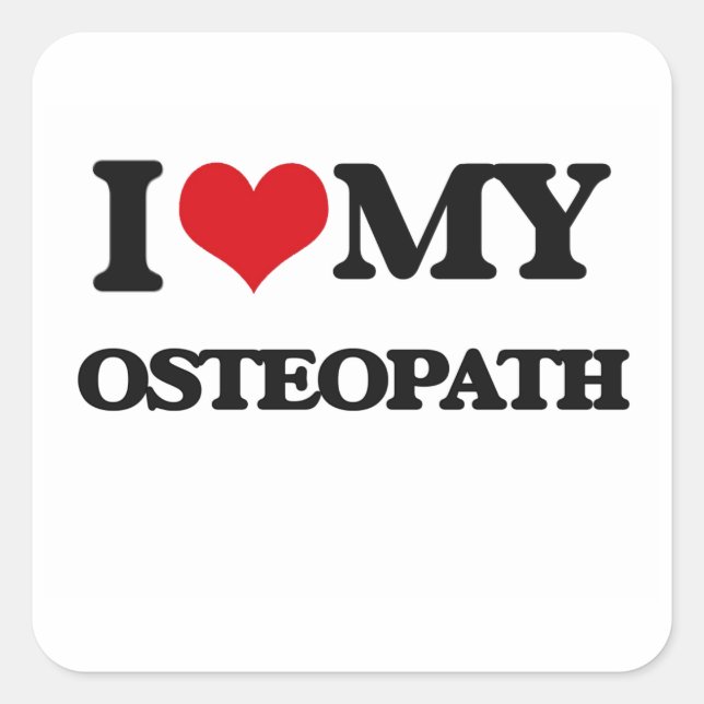 Adesivo Quadrado Eu amo meu Osteopath (Frente)