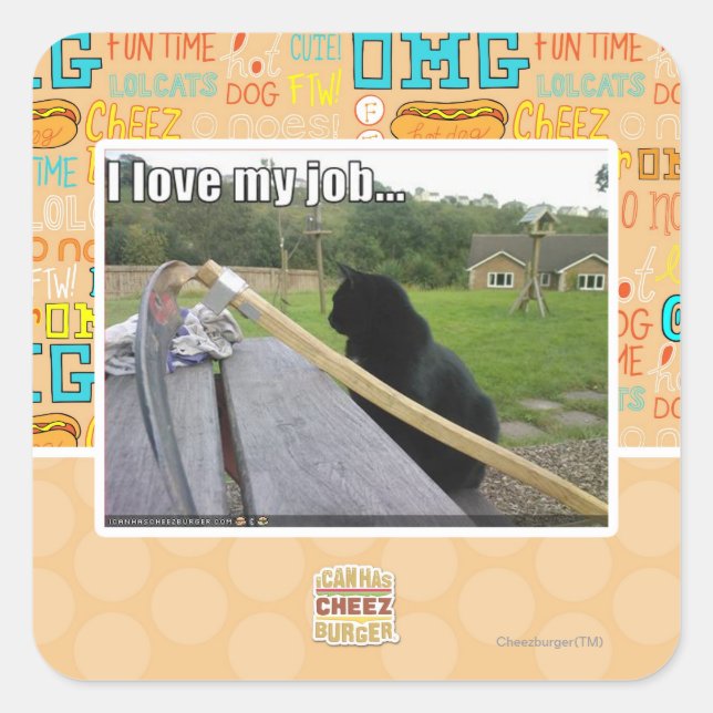 Adesivo Quadrado Eu amo meu trabalho (Frente)