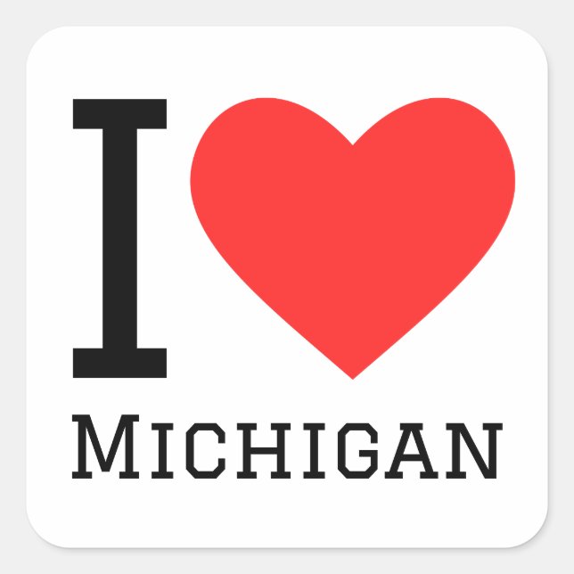Adesivo Quadrado Eu amo Michigan (Frente)
