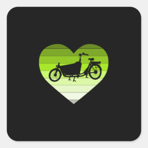 Adesivo Quadrado Eu Amo Minha Bicicleta De Carga - Coração Retro 