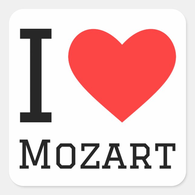 Adesivo Quadrado Eu amo Mozart (Frente)