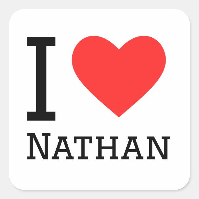Adesivo Quadrado Eu amo Nathan (Frente)