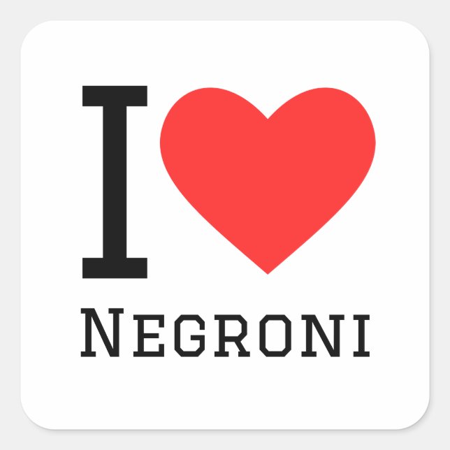 Adesivo Quadrado Eu amo Negroni (Frente)