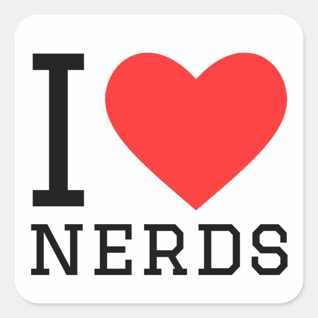 Adesivo Quadrado Eu amo nerd (Frente)