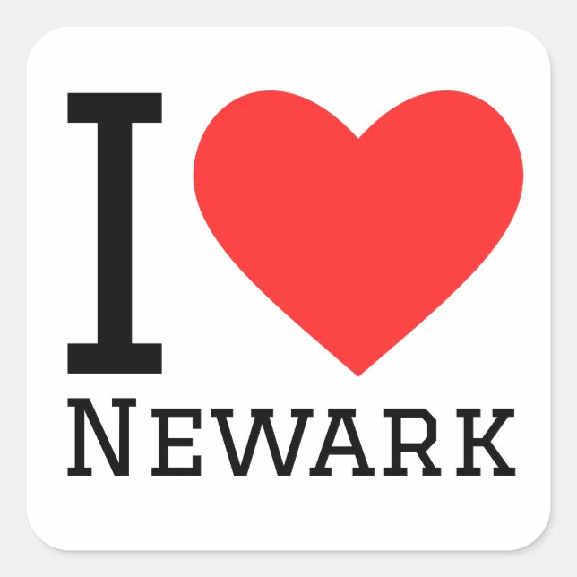 Adesivo Quadrado Eu amo Newark (Frente)