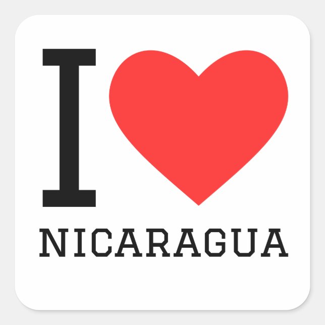 Adesivo Quadrado Eu amo nicaragua (Frente)