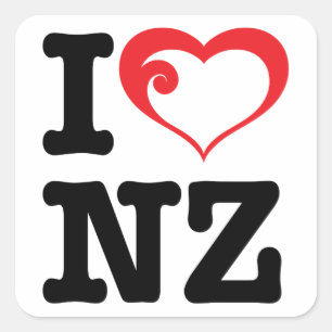 Adesivo Quadrado Eu amo NZ