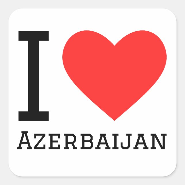 Adesivo Quadrado Eu amo o Azerbaijão (Frente)
