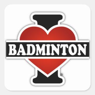 Adesivo Quadrado Eu amo o Badminton