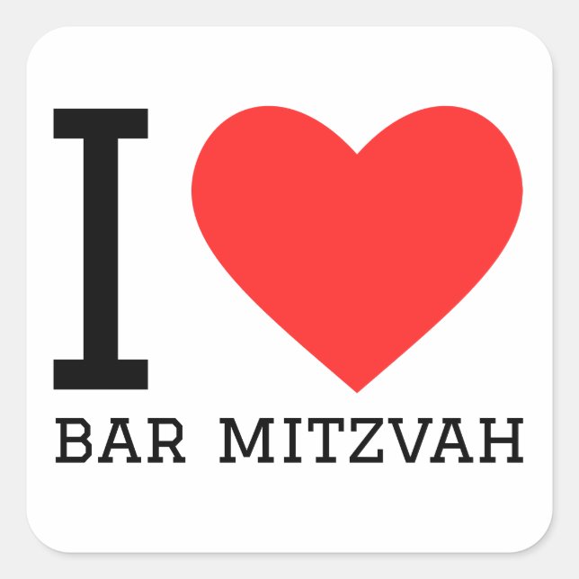 Adesivo Quadrado Eu amo o bar mitzvah (Frente)