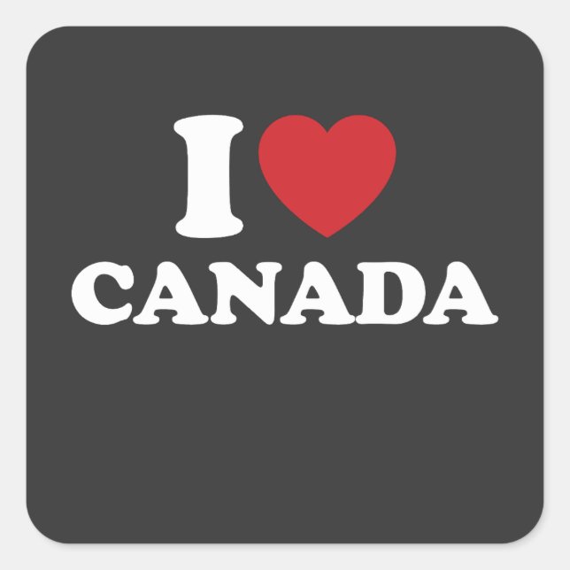 Adesivo Quadrado Eu amo o Canadá (Frente)