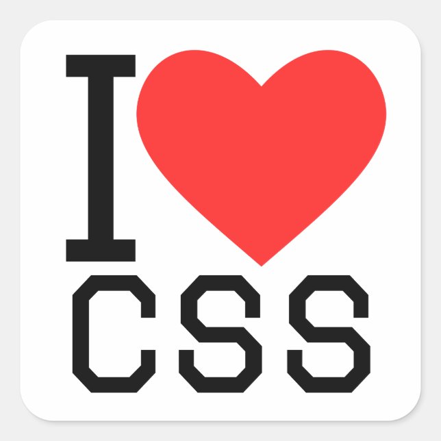 Adesivo Quadrado Eu amo o Css (Frente)