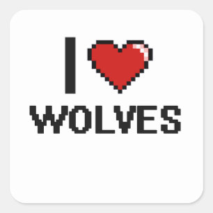 Adesivo Quadrado Eu amo o design de Digitas dos lobos