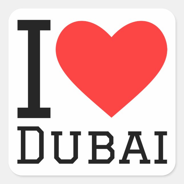 Adesivo Quadrado Eu amo o dubai (Frente)