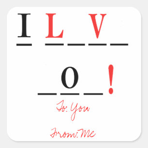 Adesivo Quadrado Eu amo o estilo do Você-Hangman por Shirley Taylo