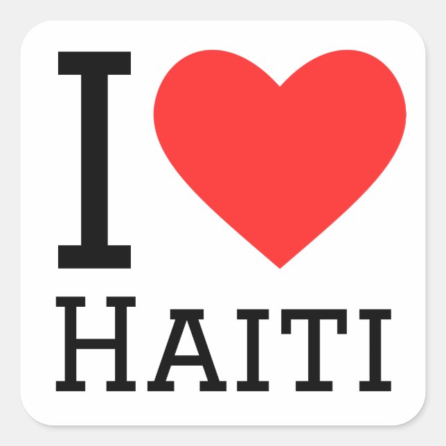Adesivo Quadrado Eu amo o Haiti (Frente)