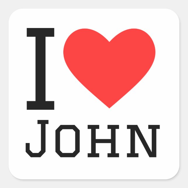 Adesivo Quadrado Eu amo o John (Frente)