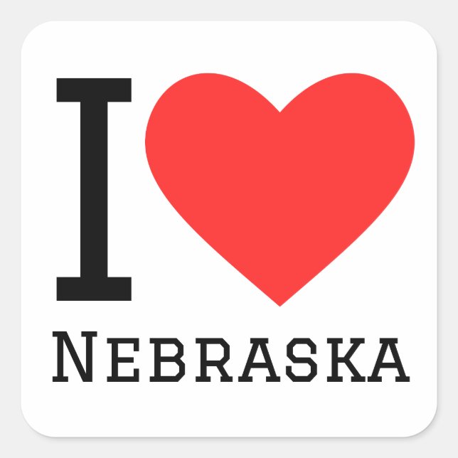Adesivo Quadrado Eu amo o Nebraska (Frente)