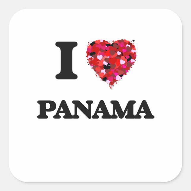 Adesivo Quadrado Eu amo o Panamá (Frente)