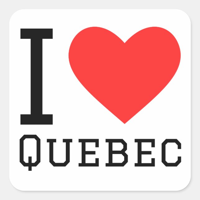 Adesivo Quadrado Eu amo o Quebec (Frente)