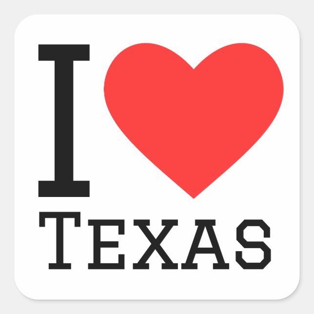 Adesivo Quadrado Eu amo o Texas (Frente)