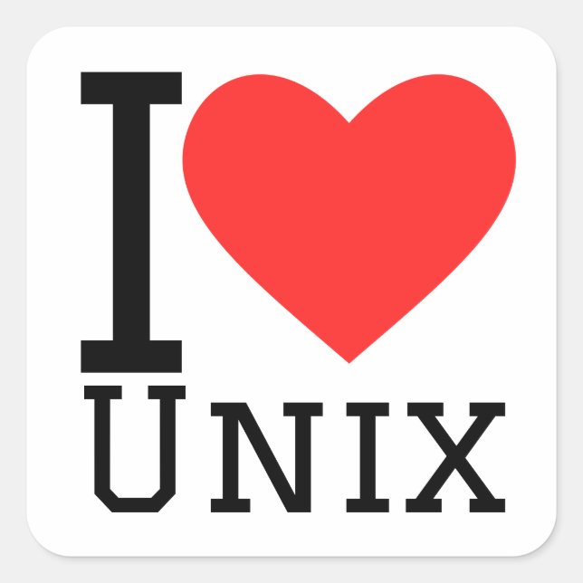 Adesivo Quadrado Eu amo o Unix (Frente)