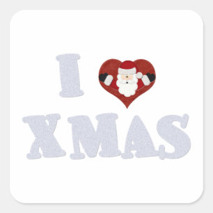 Adesivo Quadrado Eu amo o Xmas