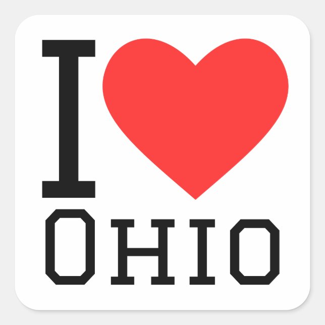 Adesivo Quadrado Eu amo Ohio (Frente)
