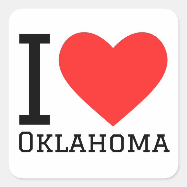Adesivo Quadrado Eu amo Oklahoma (Frente)