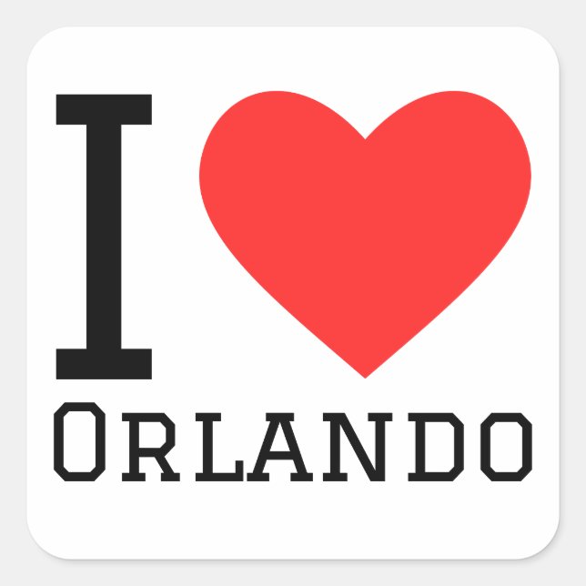 Adesivo Quadrado Eu amo Orlando (Frente)