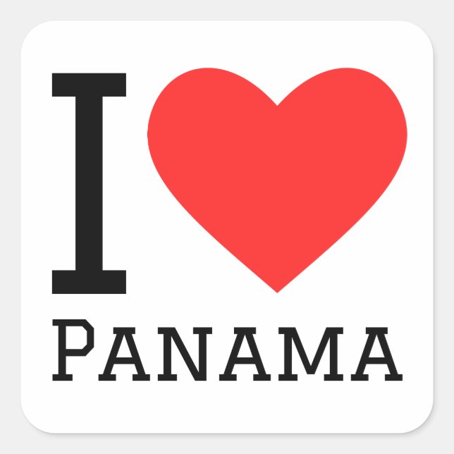 Adesivo Quadrado Eu amo Panamá (Frente)