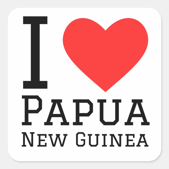 Adesivo Quadrado Eu amo Papua Nova Guiné (Frente)