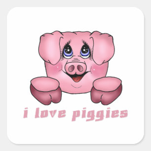 Adesivo Quadrado Eu amo Piggies