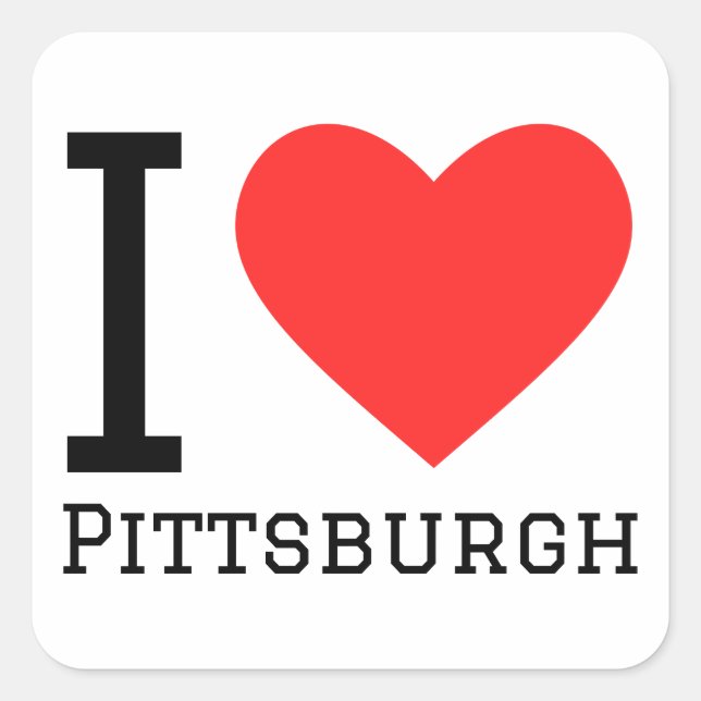Adesivo Quadrado Eu amo Pittsburgh (Frente)