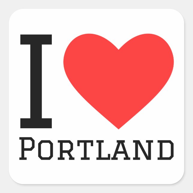 Adesivo Quadrado Eu amo Portland (Frente)
