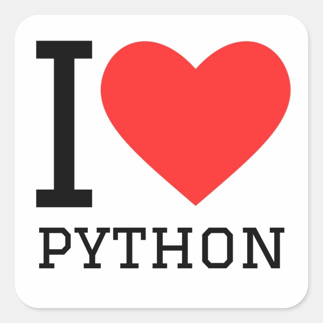 Adesivo Quadrado Eu amo Python (Frente)