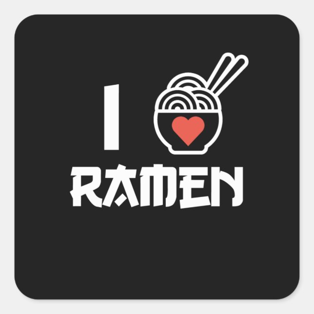 Adesivo Quadrado Eu Amo Ramen Anime Kawaii Ramen Noodles Tarde (Frente)